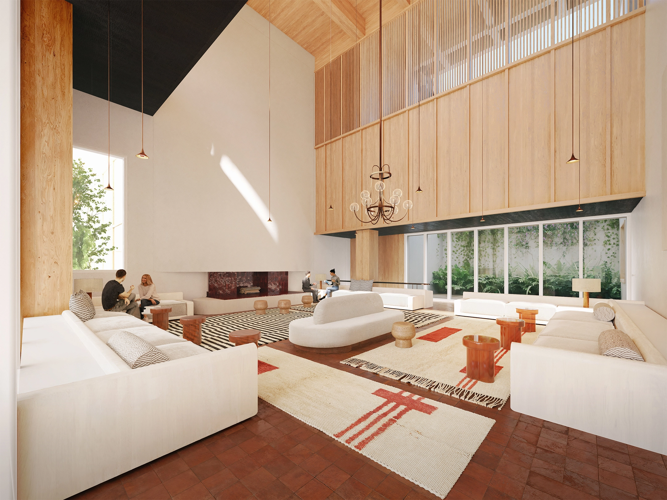 Interior rendering of a hospitality space at Sixth&Blanco